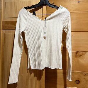 Elegant off white  Ribbed Women's Top